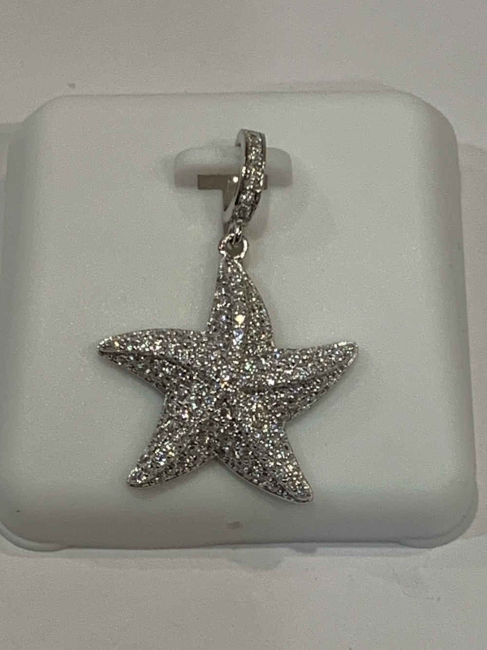 Sterling Silver .925 & Moissanite 1.50 CTW Starfish Pendant